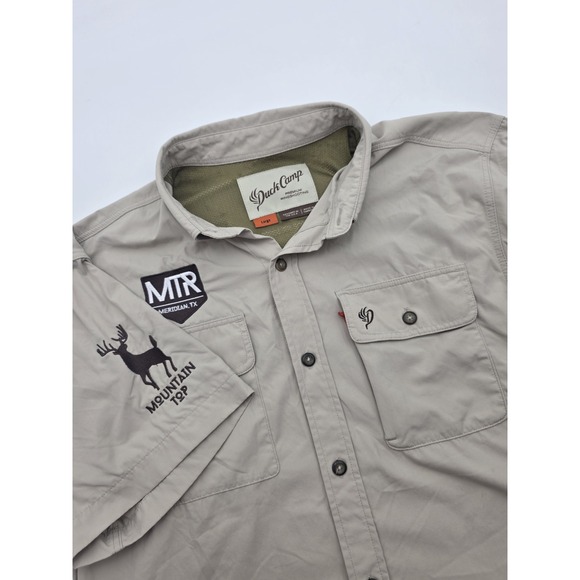 Duck Camp Shirt Men's Large Short Sleeve Button Down Hunting Fishing Vented Read - Picture 1 of 16